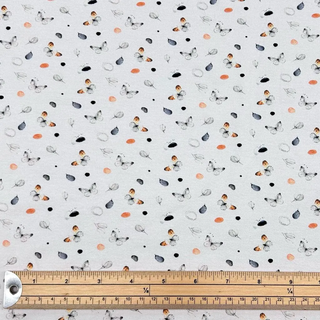 Butterflies and Feathers Cotton Jersey Fabric