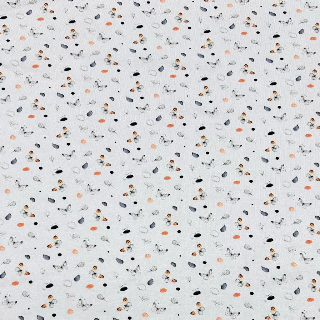 Butterflies and Feathers Cotton Jersey Fabric