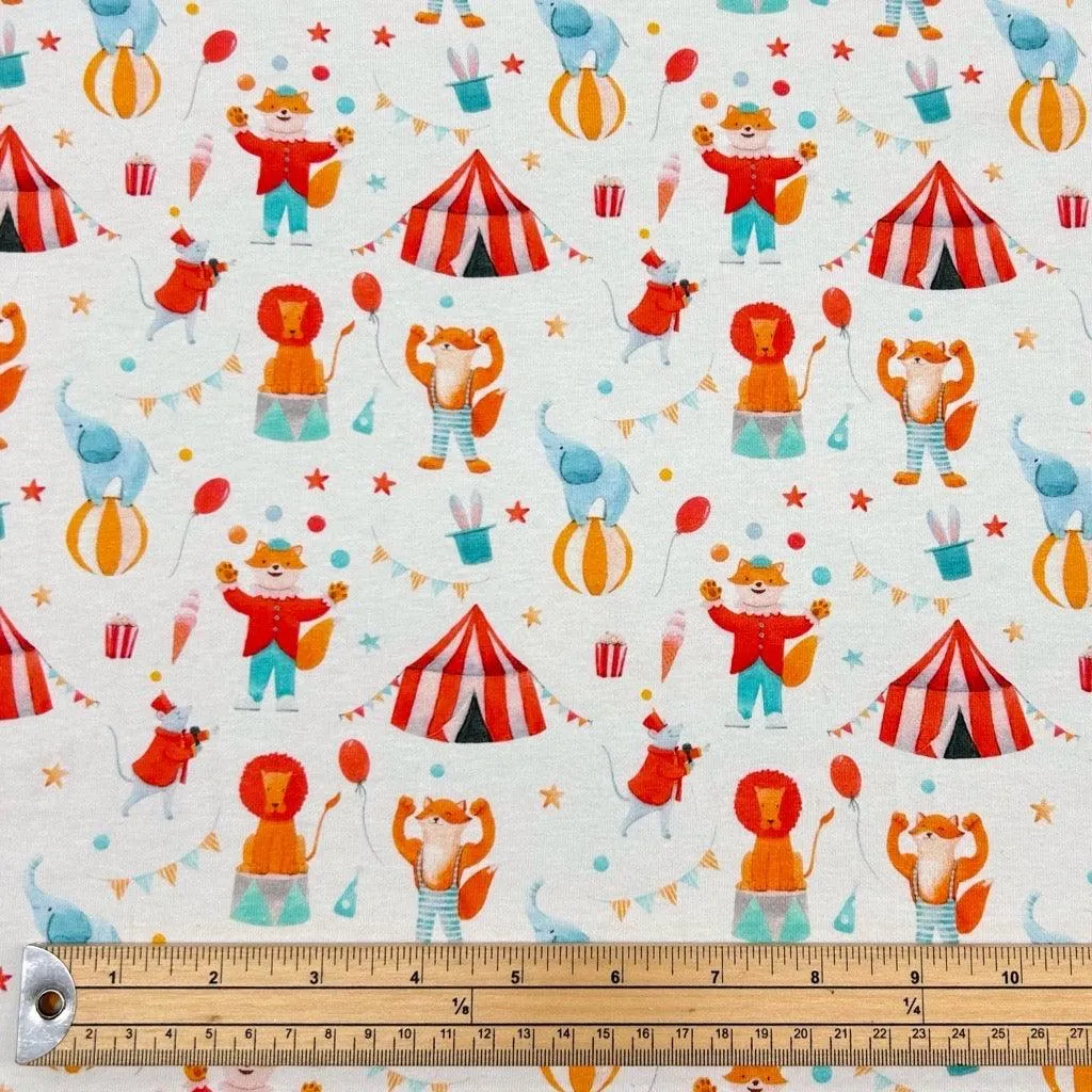 Circus Time Organic Cotton Jersey Fabric - Little Johnny