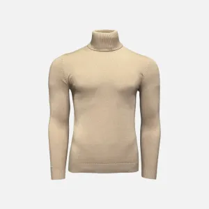 Lavane' 501T Slim Fit Turtleneck Pullover Sand