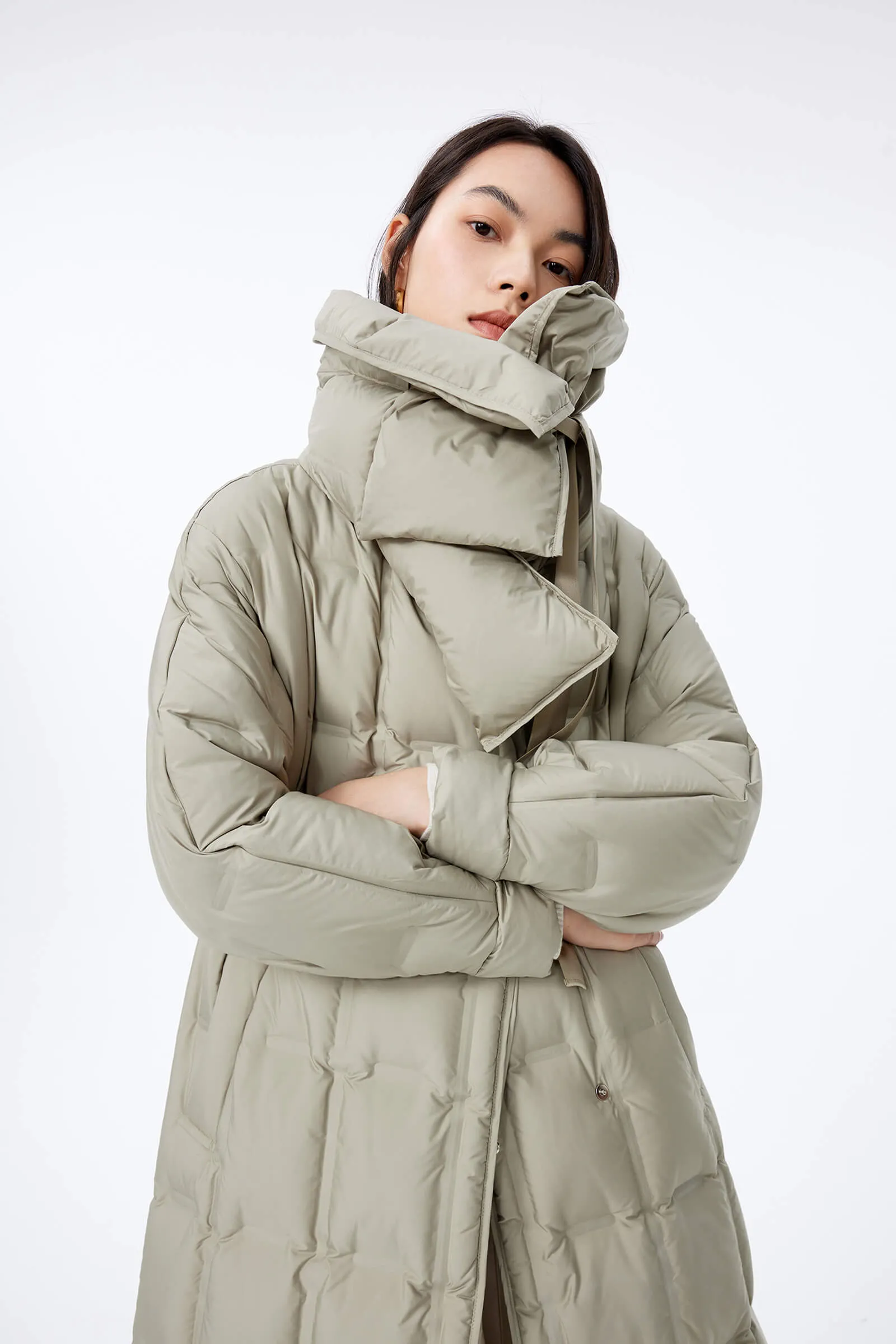 LILY Detachable Scarf Warm Down Jacket