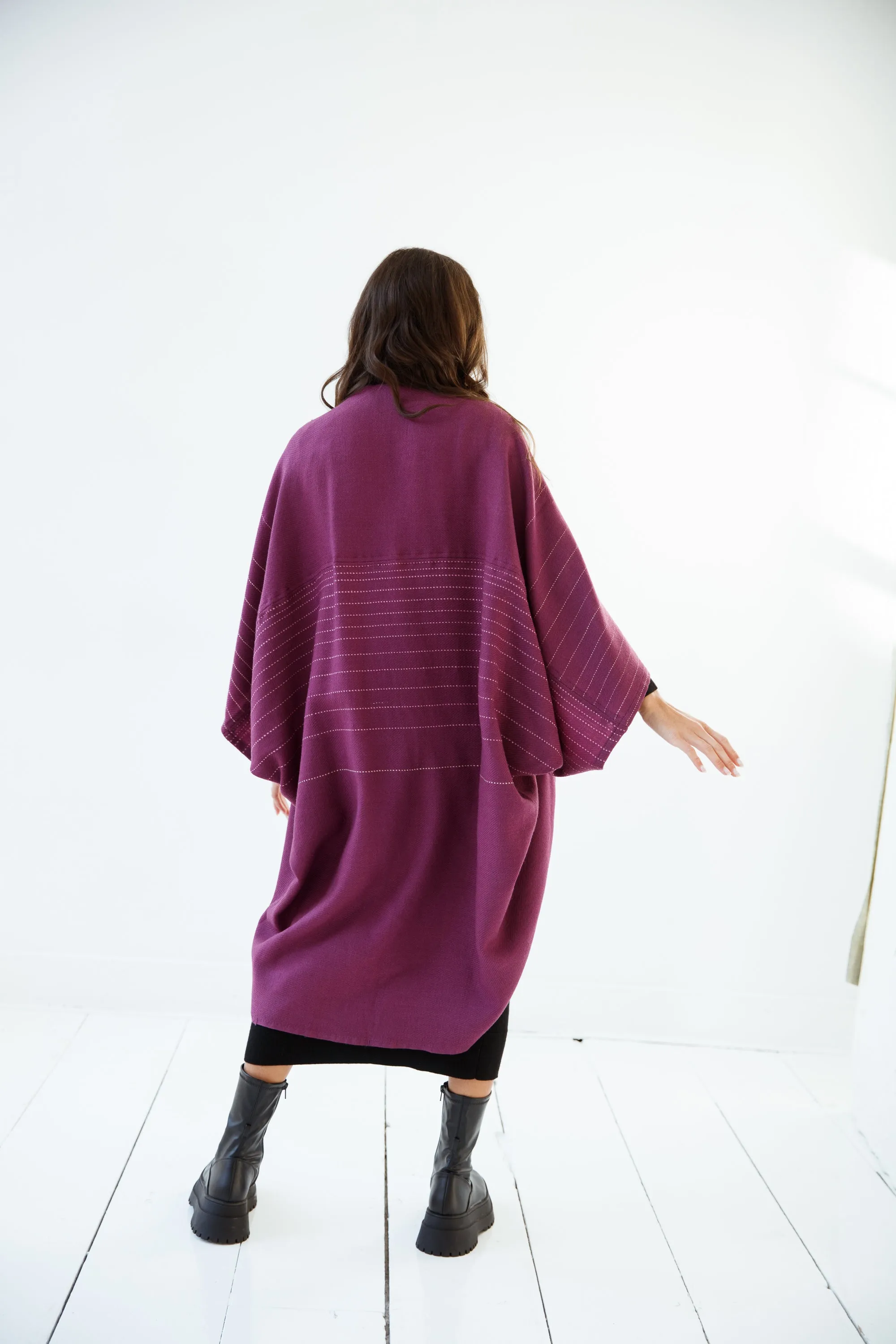 PETITE Wool Kimono Warm Plum