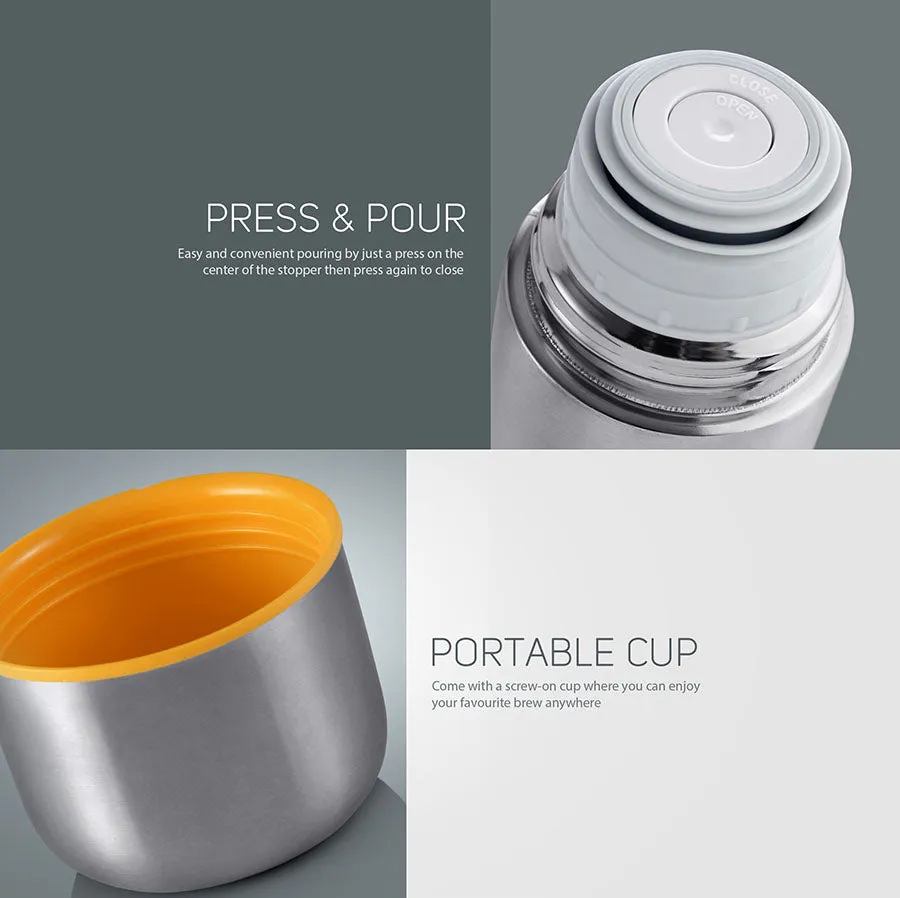 RELAX UTILITAIRE STAINLESS STEEL THERMAL FLASK WITH FREE POUCH - ORANGE