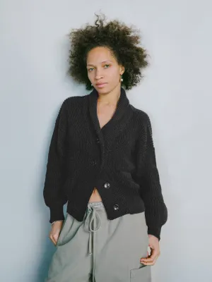 Sloan Cardigan, Organic Tanguis Cotton, Soft Black