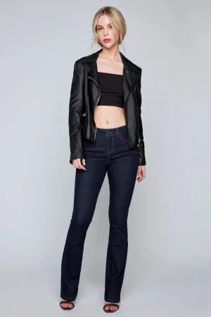 SOPHIE - Regular Rise Bootcut Jean - Blue/Black Flex Denim