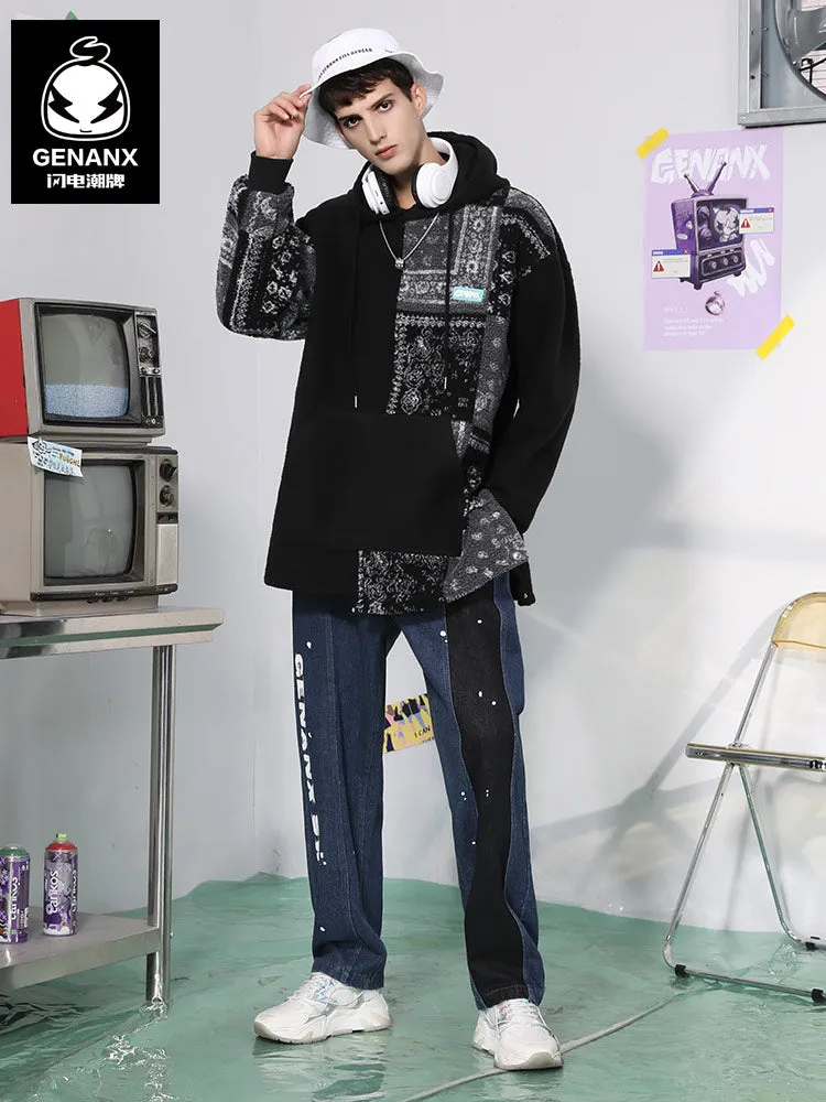 Splash Ink Print Straight Denim Jeans