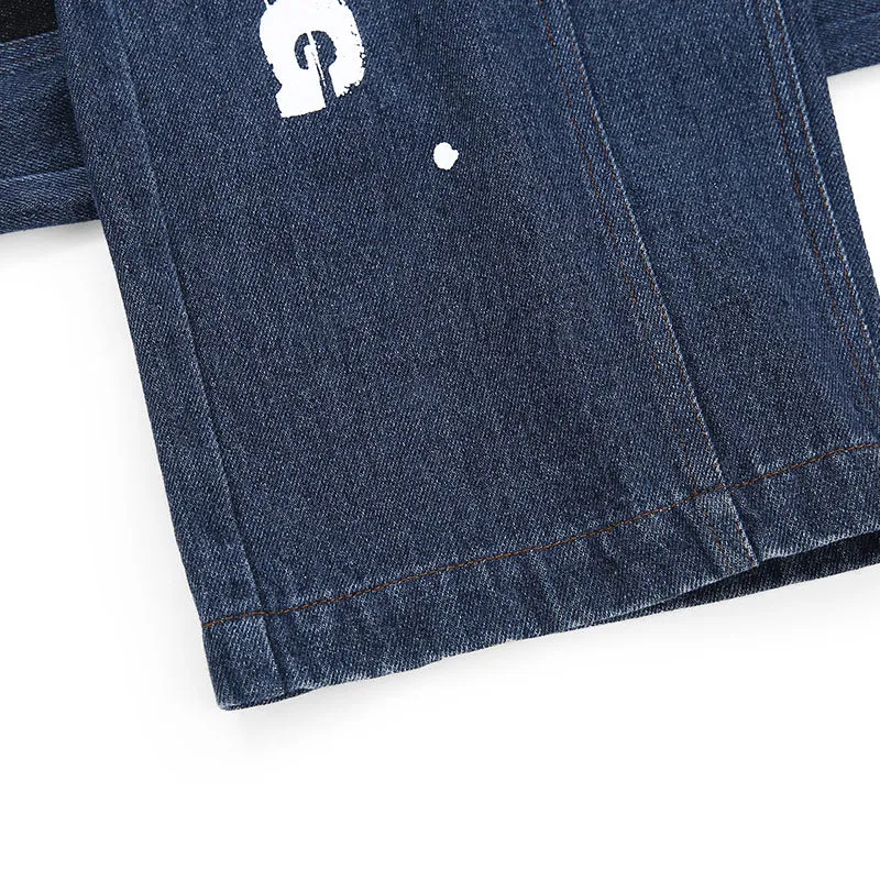 Splash Ink Print Straight Denim Jeans