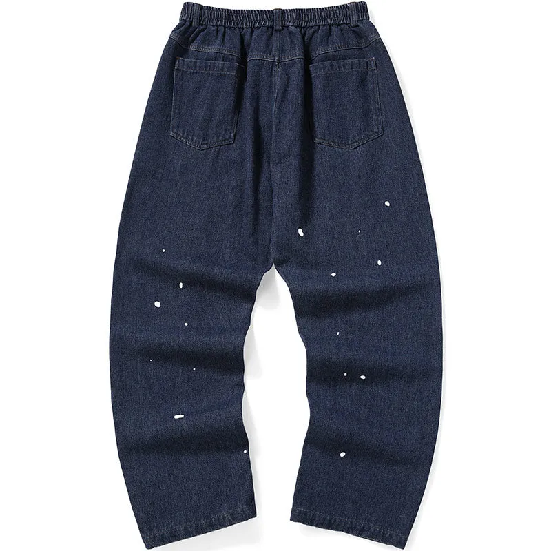Splash Ink Print Straight Denim Jeans