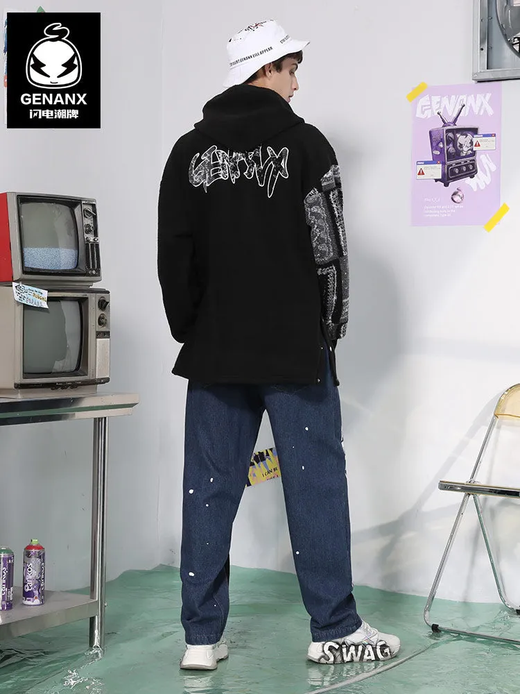 Splash Ink Print Straight Denim Jeans