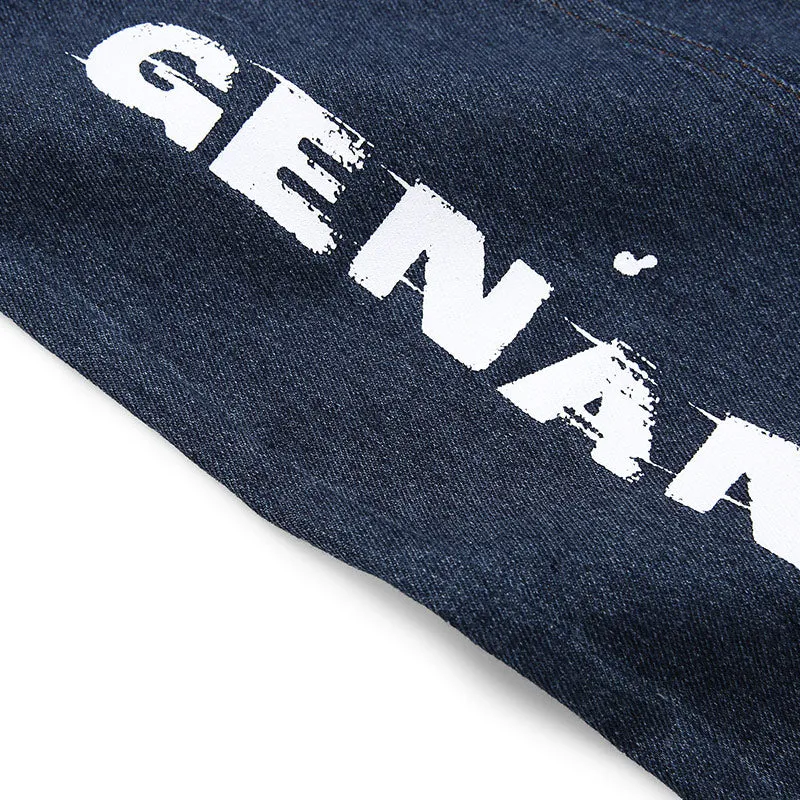Splash Ink Print Straight Denim Jeans