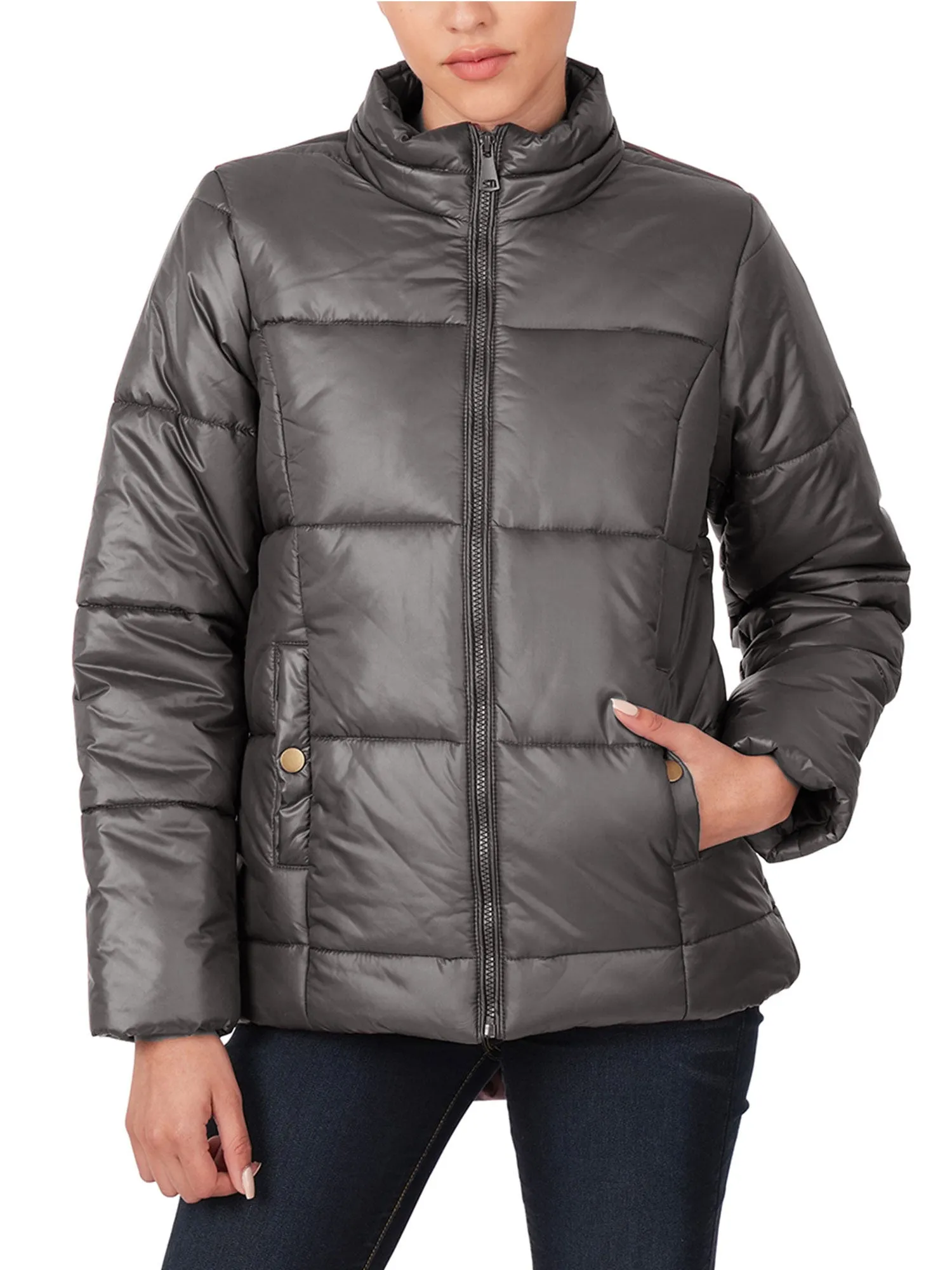 Womens Casual Puffer Jacket with Pockets